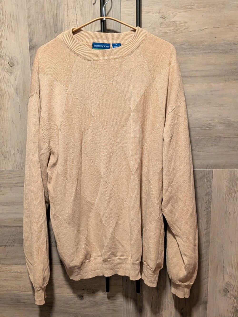 VTG Scottish Wind Men's Extra Large Pullover Golf Lined Windbreaker Sweater Tan